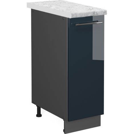 Armadio cucina dispensa alto Fame-Line, Blu scuro lucido, 30 cm , PL Marmo, Vicco