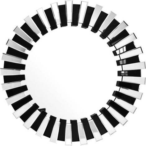 Miroir Mural Design "Apollon" 80cm Argent & Noir (1/4)