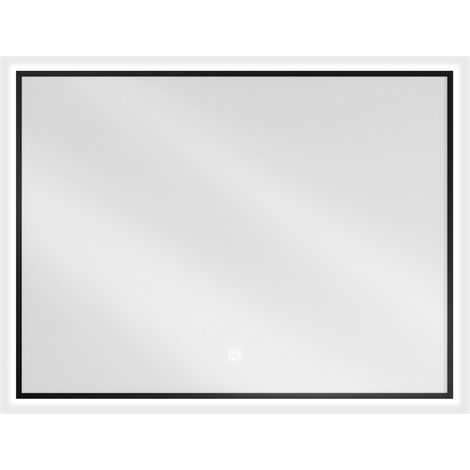 Mexen Erma espejo de baño retroiluminado 80 x 60 cm, LED 6000K, antivaho, marco negro - 9814-080-060-611-70