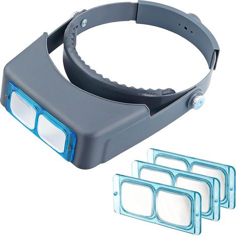 Lente d'ingrandimento da lettura montata sulla testa, lente d'ingrandimento binoculare in vetro ottico, ingrandimento: 1,5x, 2x, 2,5x, 3,5x (1/5)