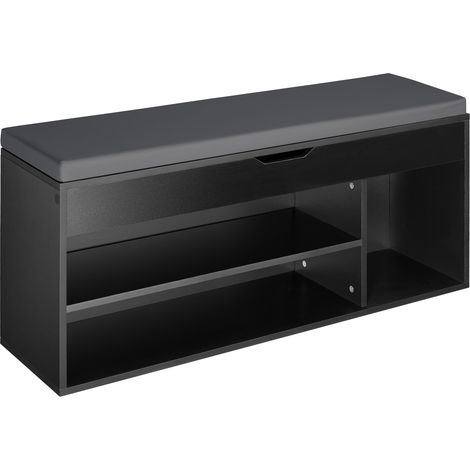 Banc à chaussures panneau de fibres 9 paires assise rembourrée noir