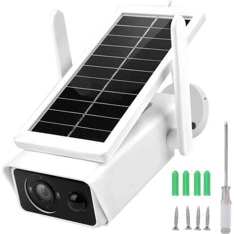 Caméra de Surveillance Extérieure Solaire 1080P WiFi IP66 Étanche Vision Nocturne