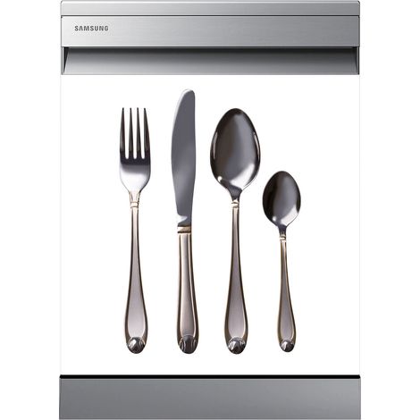 Stickers Lave vaisselle - Couverts - 60x60 cm - Adhésif BRILLANT (1/2)