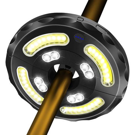 Lampes Pour Parasol Rechargeable, 28 LED Lumière Parasol, LED pour Parasol avec 3 Modes de Luminosité, Eclairage Parasol pour Parasol Plage, Terrasse, Grand Parapluie Jardin [Classe énergétique A++] (1/5)
