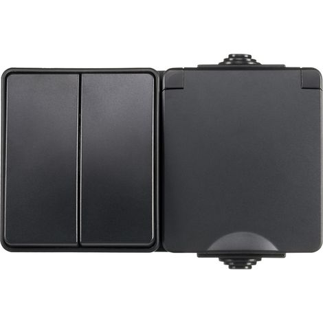 ION Industries Prise murale Noir Hxl15xL6.5cm