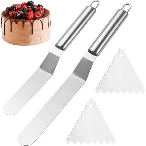 Tortenmesser – Abgewinkelte Klinge aus Edelstahl – Zum Dekorieren und Schneiden von Torten – 2er-Set (1/5)