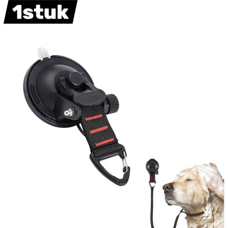 Laisse pour chat et chien - Laisse de course - Support de bain pour chat et chien - Sangle pour sèche-cheveux - Corde de suspension - Crochet à ventouse - 1 ventouse + 1 sangle + 1 sac de rangement -  (1/5)