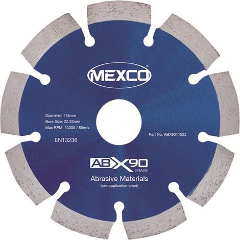 MEXCO ABX9011522 Abrasive Materials X90 Grade Diamond Blade 115 x 22mm MEXABX90115 (1/2)
