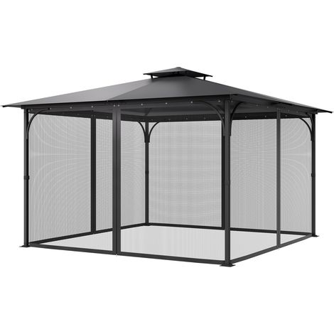 VEVOR Moustiquaire Tonnelle de 365,8x365,8x228,6 cm, Moustiquaire Gazebo Exterieur, avec Double Fermeture Eclair, Rideau de Tonnelle en Maille Anti-moucherons pour Jardin, Patio, Filet Uniquement