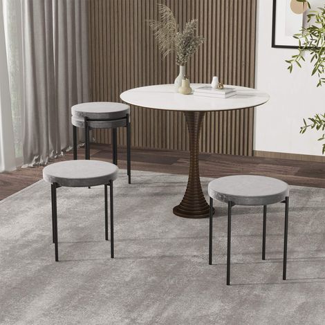 Lot de 4 tabourets de cuisine empilables gris foncé, assise rembourrée effet velours, pieds métal, 41,5 x 41,5 x 46 cm (1/5)