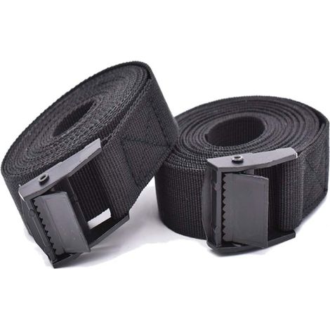 Lot de 2 sangles d'arrimage à cliquet réglables pour moto, cargaison, camions, remorque, bagages - Noir - 3 m x 25 mm (1/5)