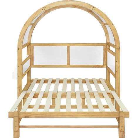 Lit cabane évolutif avec lit gigogne 140x200 cm blanc et naturel en pin et MDF (1/5)