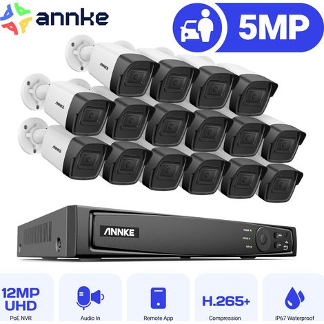 ANNKE Kit Camara de Vigilancia 5MP ×16 Cámara POE Exterior Visión Nocturna Grabación 24/7 Cámara Sistema de videovigilancia Acceso Remoto (1/5)