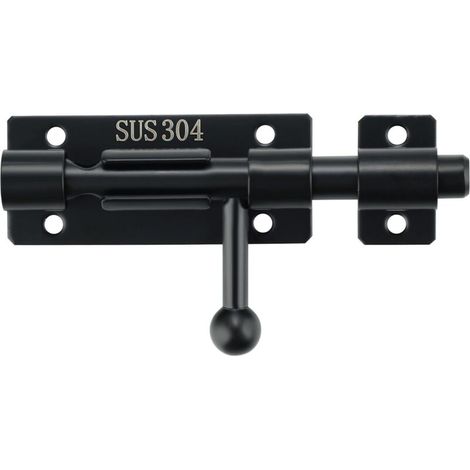Lot de 2 verrous coulissants de 4 pouces, verrous de porte en acier inoxydable, verrous coulissants, barillet noir