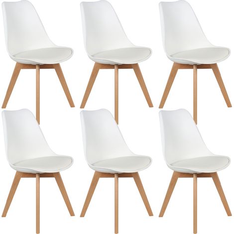 MEDALINE - Lot de 6 Chaises Scandinaves Blanches (1/5)