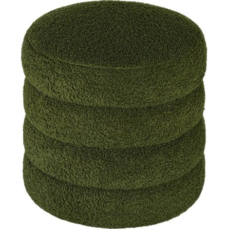 Tabouret, rond, Teddyfleece, Jusqu'à 120kg, Φ40x45H cm, Vert