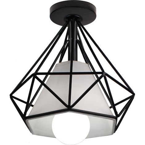 Vintage Ceiling Lights Modern Metal Cage Chandelier Industrial Retro Ceiling Light For Cafe Bar Office Black