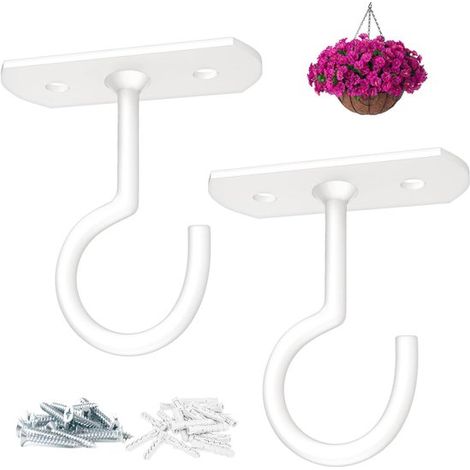 Confezione da 2 ganci appendiabiti - Per appendere piante e decorazioni - Ganci da parete neri, adatti per uso interno ed esterno - Perfetti per lampade, mangiatoie per uccelli e campanelli a vento - 