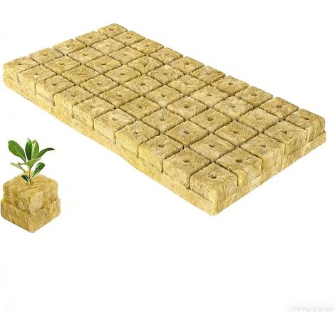 50 Pièces Cube de Laine de Roche,Laine De Roche Cubes,Laine De Roche Blocs,Rockwool Grow Cubes pour Culture Compresse Soilless Plantation Boutures Clonage Propagation Plantes (1/5)