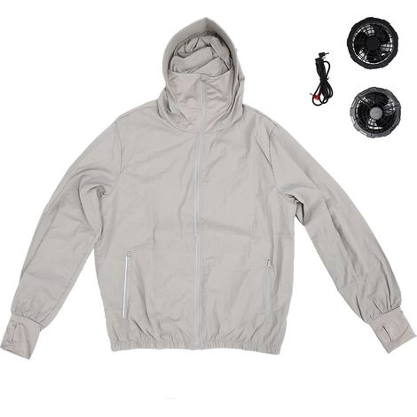 Veste de ventilateur de refroidissement 12V, protection solaire, 3 vitesses, résistante aux UV, vêtements climatisés pour les travaux en plein air, prise cc, gris (1/5)