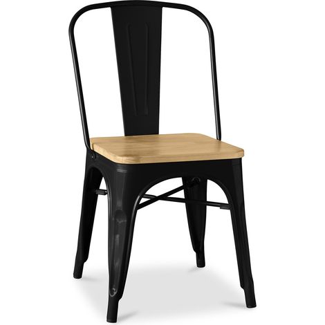 Stylix Stuhl quadratischen Holz - Metall Schwarz Holz, Eisen, Metall, Holz