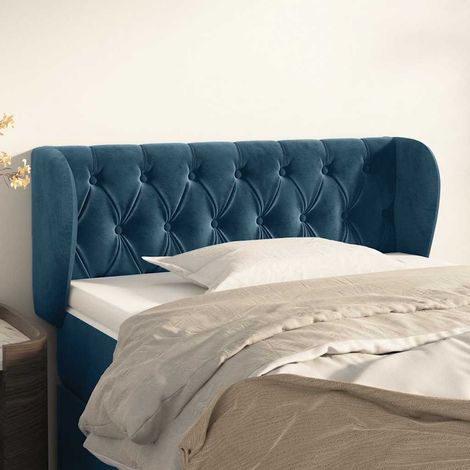 Tête de lit avec oreilles Style Classique Armoire de lit - Bleu foncé 93x23x78/88 cm Velours BV795744 - BonneVie (1/5)