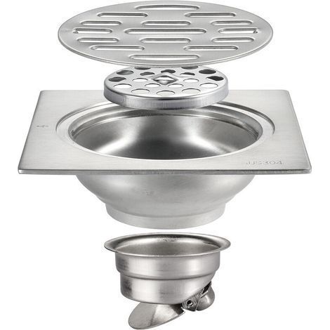 pair Siphon de sol - Siphon de sol extérieur pour salle de bain - Siphon de sol extérieur pour balcon épaissi anti-blocage, anti-insectes et anti-odeurs 10×10cm (1/5)