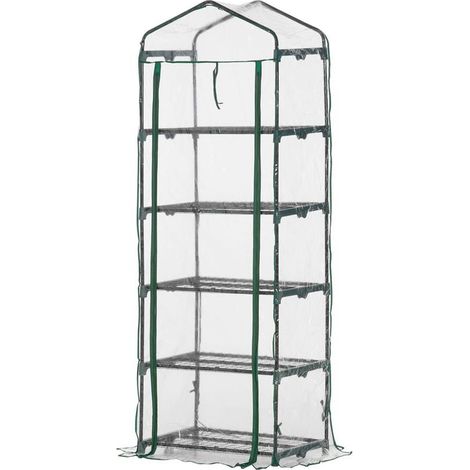 MINI SERRA PER PIANTE A 5 RIPIANI IN ACCIAIO CON COPERTURA IN PVC 69X49X193CM (1/5)