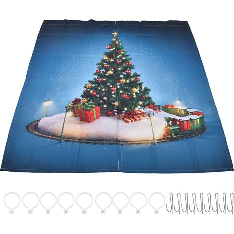 Rideau de Noël Impression 3D avec Sapin pour Salon et Chambre, 150x166cm