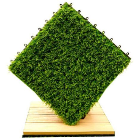 Dalles de gazon synthétique 30 x 30 cm – Tapis auto-drainant pour intérieur et extérieur – Résistant aux UV – Facile à installer (1/5)