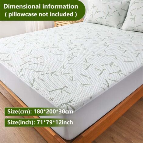 Protège-matelas respirant en fibre de bambou imperméable, tissu jacquard, hypoallergénique, lavable en machine, 180 x 200 x 30 cm (1/5)