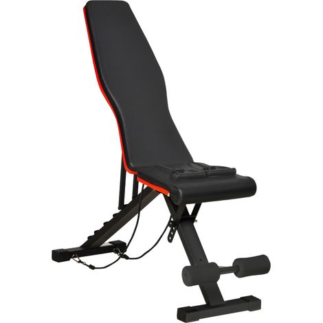 Panca Fitness per Addominali Inclinata Multifunzione con Elastici Nera (1/5)