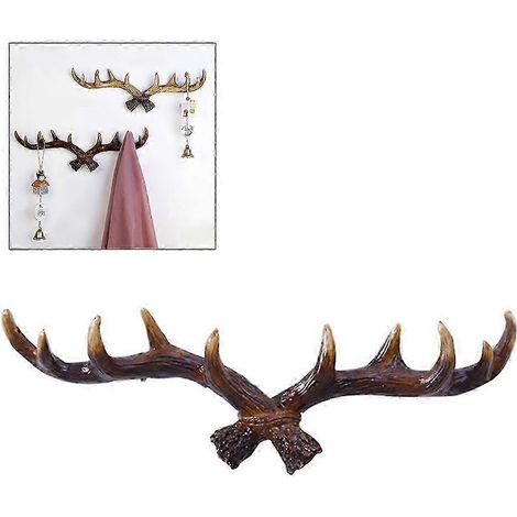 Crochets muraux en résine en forme de bois de cerf, support multifonction pour manteaux, clés, sacs et vêtements, décoration intérieure pratique (1/5)