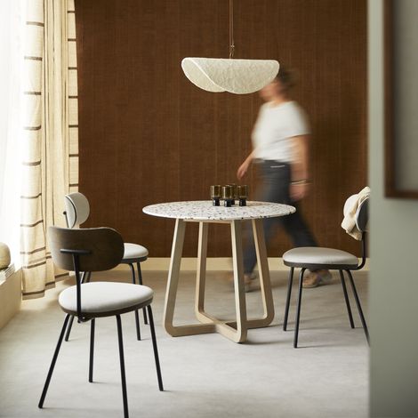 Table ronde en terrazzo premium et acacia massif 90 Elio brown (1/5)