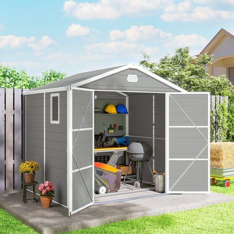 Outsunny Gerätehaus, 4,1m², Gartenhaus mit Satteldach, 240 x 190 x 180/228 cm