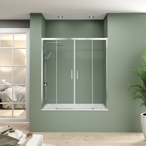 BATHME NIXON Mampara Frontal Bañera 2Fijos+2Correderas Cromo - Medida: 174-179 cms - ref: YA22180000