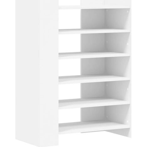 Meuble à chaussures blanc, mesurant 74,5 x 37,5 x 100 cm, en bois composite. (1/5)
