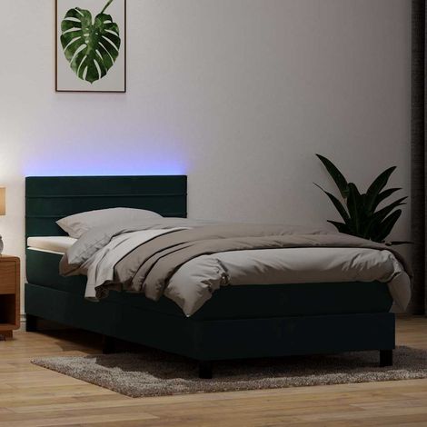 Boxspringbett mit Matratze & LED Dunkelgrün 80x220 cm Samt