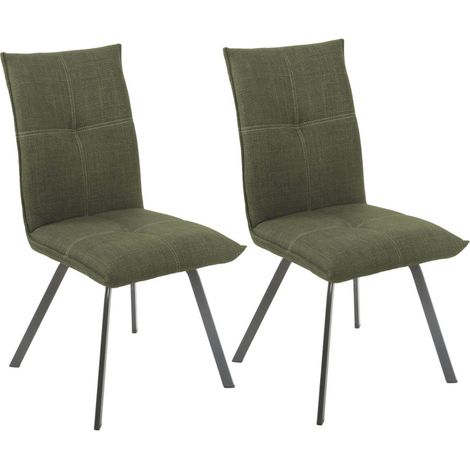 BISPO - Lot de 2 Chaises Tissu Texturé Coloris Vert kaki (1/4)