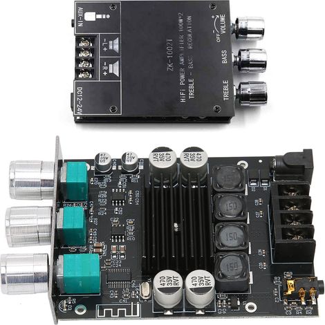 Module Amplificateur Audio Bluetooth 5.0, 2x100W, Canal Double pour Subwoofer, Carte Ampli ZK-1002T, Alimentation 12-24V