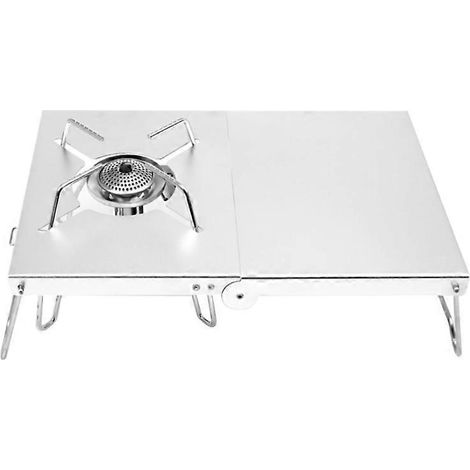 Table de cuisson pliable pour camping, support de réchaud pliable anti-vent, support de table de pique-nique pour randonnée en extérieur, support de poêle pliable. (1/4)