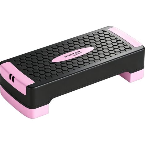 Stepper aerobico regolabile HOMVRA, 2 altezze 11/16 cm, bande elastiche, rosa (1/5)