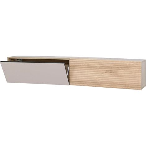 [NON UTILIZZATO] Mobile TV da parete HHG-024, mobile salotto pensile, struttura 3D, MDF melaminico, 30x160x30 cm, effetto rovere (1/5)