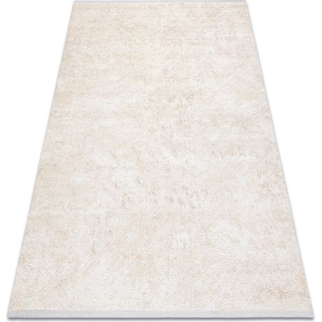 Tappeto moderno DUKE 51541 panna - Geometrico strutturata, molto morbida, frange beige 120x170 cm