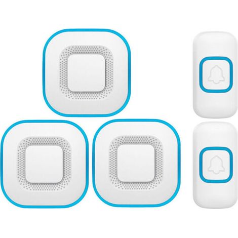 Smart Wireless Doorbell - 3 Doorbells, 2 Buttons - White - Modern Design for Home.