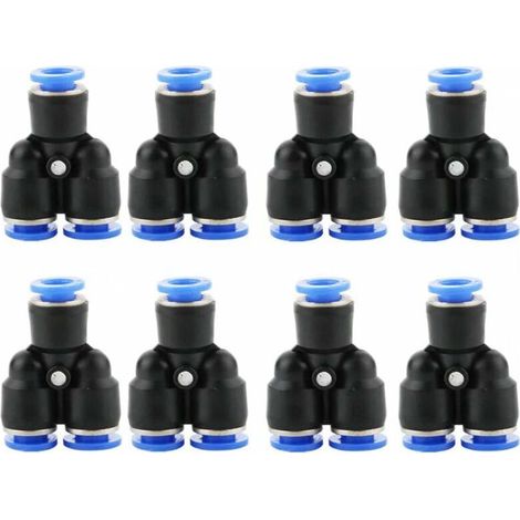 royaluxe - Pneumatique Raccords de Tuyau Raccord, fixations pneumatique Push dans, Tuyau d'air pneumatique Raccord, 1/4 inch (6mm),,8Pcs (1/5)