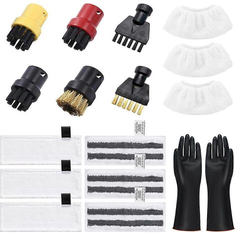 Accessoires pour nettoyeur vapeur Easyfix SC2 SC3 SC4 SC5, comprenant un ensemble de chiffons en microfibre et une brosse ronde pour les sols. (1/4)