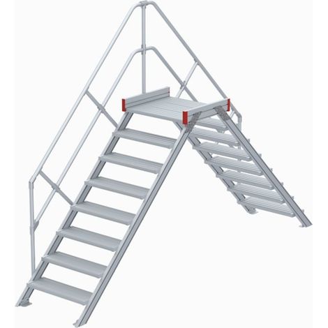 Euroline 512 Überstieg 45° 600mm Stufenbreite 2x8 Stufen Alu gerieft