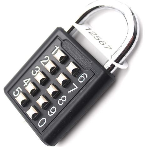 10-Digit Combination Padlock, Waterproof Metal and Plated Steel Combination Clasp - Black Anti-Theft Button Lock