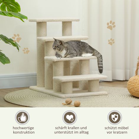 4 marches escalier pour animaux, marche pour chat et chien en peluche, aide d'accès 61 x 41 x 60 cm (1/5)